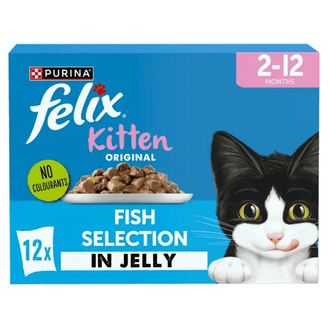 Felix Original Kitten Fish Selection in Jelly Wet Cat Food, Felix, 4x (12x85g)