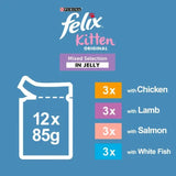 Felix Original Kitten Mixed Selection in Jelly Wet Cat Food, Felix, 4x (12x85g)