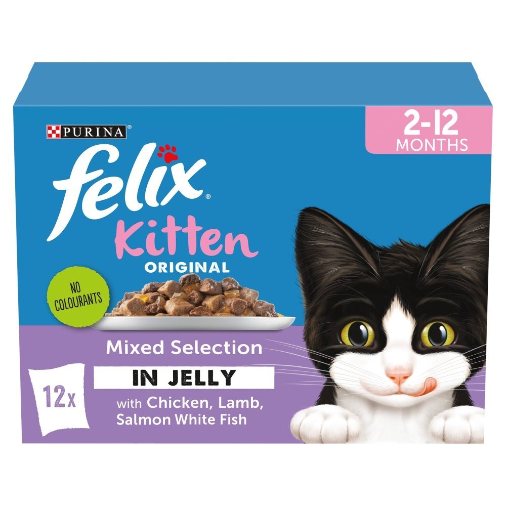 Felix Original Kitten Mixed Selection in Jelly Wet Cat Food, Felix, 4x (12x85g)