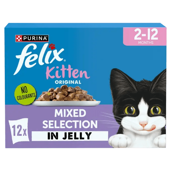 Felix Original Kitten Mixed Selection in Jelly Wet Cat Food, Felix, 4x (12x85g)