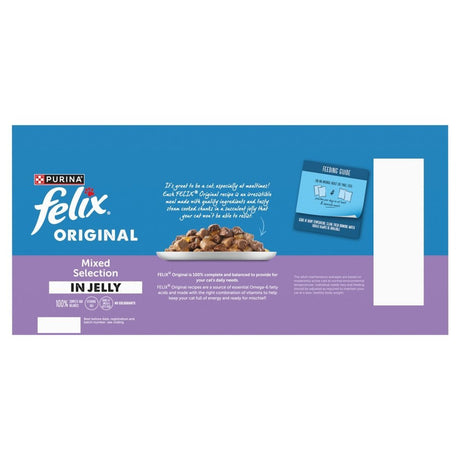 Felix Original Mixed Selection in Jelly (Chicken/Lamb/Salmon/White Fish) Wet Cat Food, Felix, 40 x 85g