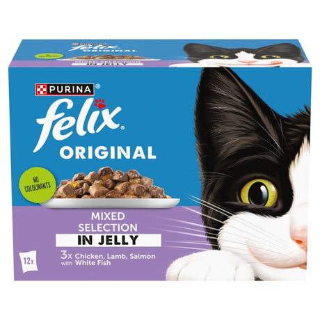 Felix Original Mixed Selection in Jelly (Chicken/Lamb/Salmon/White Fish) Wet Cat Food, Felix, 4x (12x85g)