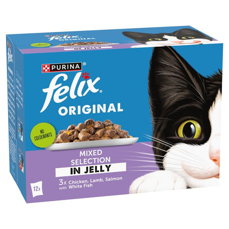 Felix Original Mixed Selection in Jelly (Chicken/Lamb/Salmon/White Fish) Wet Cat Food, Felix, 4x (12x85g)