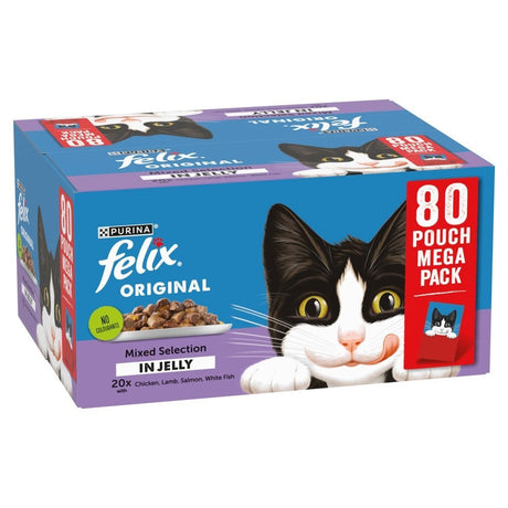 Felix Original Mixed Selection in Jelly (Chicken/Lamb/Salmon/White Fish) Wet Cat Food, Felix, 80 x 85g