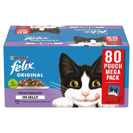 Felix Original Mixed Selection in Jelly (Chicken/Lamb/Salmon/White Fish) Wet Cat Food, Felix, 80 x 85g