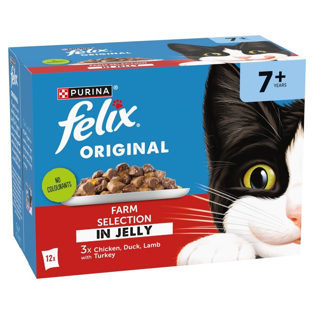 Felix Original Senior 7+ Farm Selection in Jelly Wet Cat Food, Felix, 4x (12x85g)