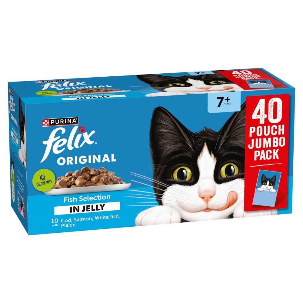 Felix Original Senior 7+ Fish Selection in Jelly Wet Cat Food, Felix, 40 x 85g