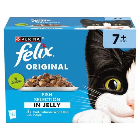 Felix Original Senior 7+ Fish Selection in Jelly Wet Cat Food, Felix, 4x (12x85g)