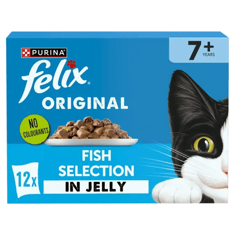 Felix Original Senior 7+ Fish Selection in Jelly Wet Cat Food, Felix, 4x (12x85g)