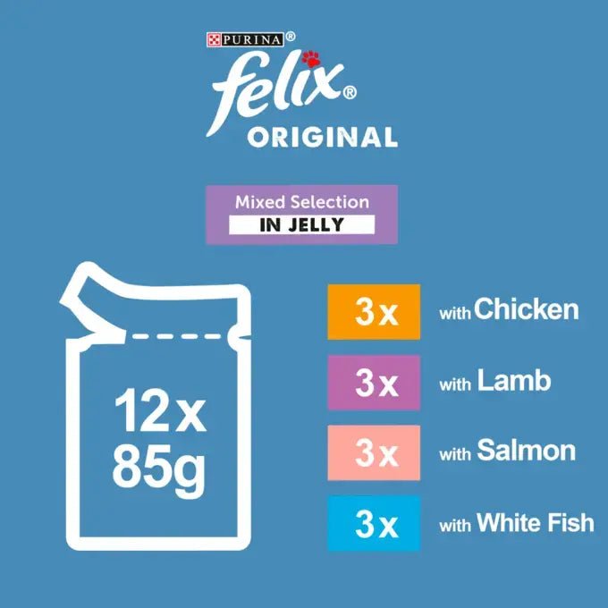 Felix Original Senior 7+ Mixed Selection in Jelly Wet Cat Food, Felix, 4x (12x85g)