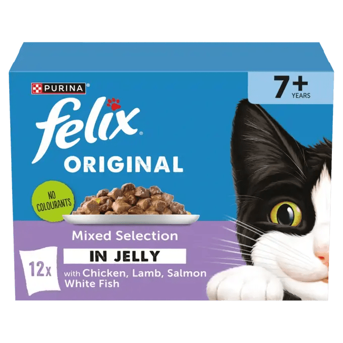 Felix Original Senior 7+ Mixed Selection in Jelly Wet Cat Food, Felix, 4x (12x85g)