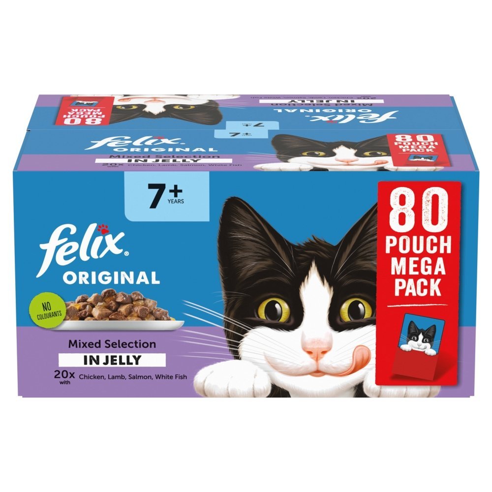 Felix Original Senior 7+ Mixed Selection in Jelly Wet Cat Food, Felix, 80 x 85g