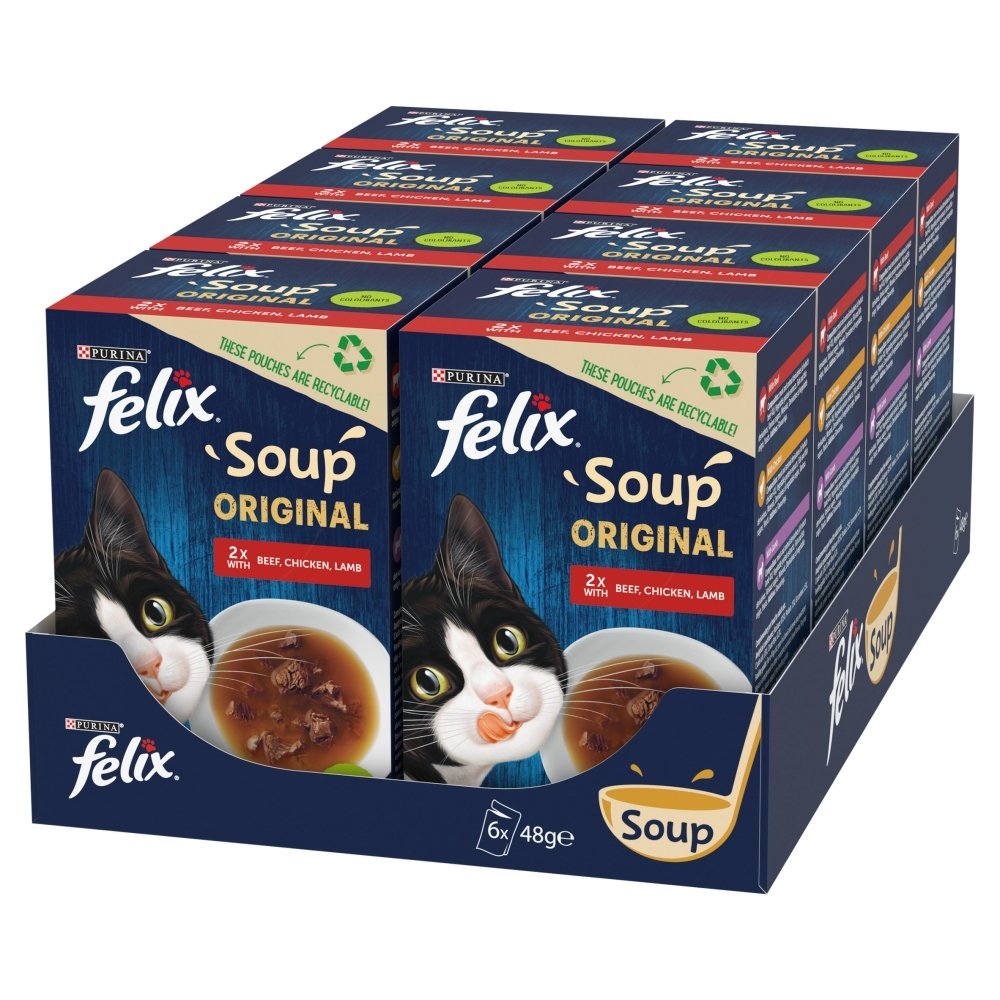 Felix Soup Original Farm Selection Wet Cat Food - 8 Boxes of (6x48g), Felix,