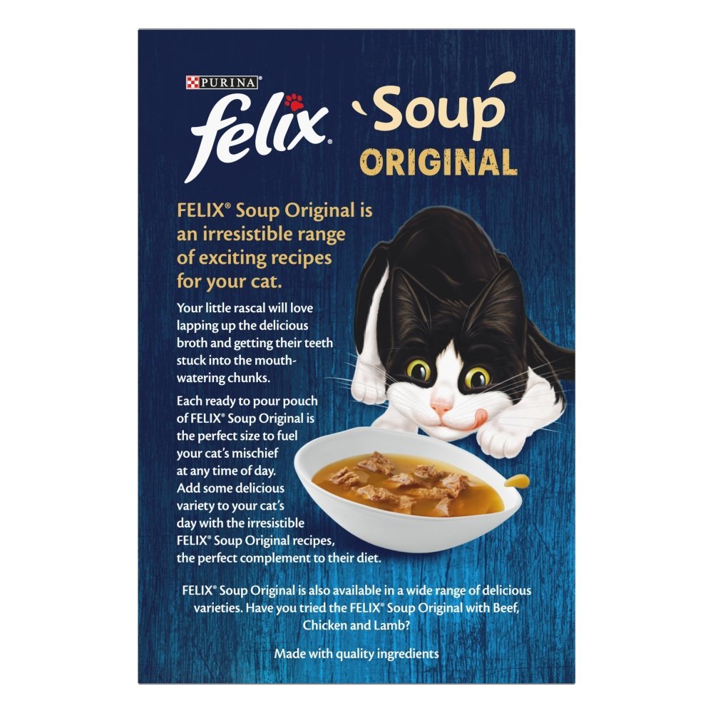 Felix Soup Original Fish Selection Wet Cat Food - 8 Boxes of (6x48g), Felix,