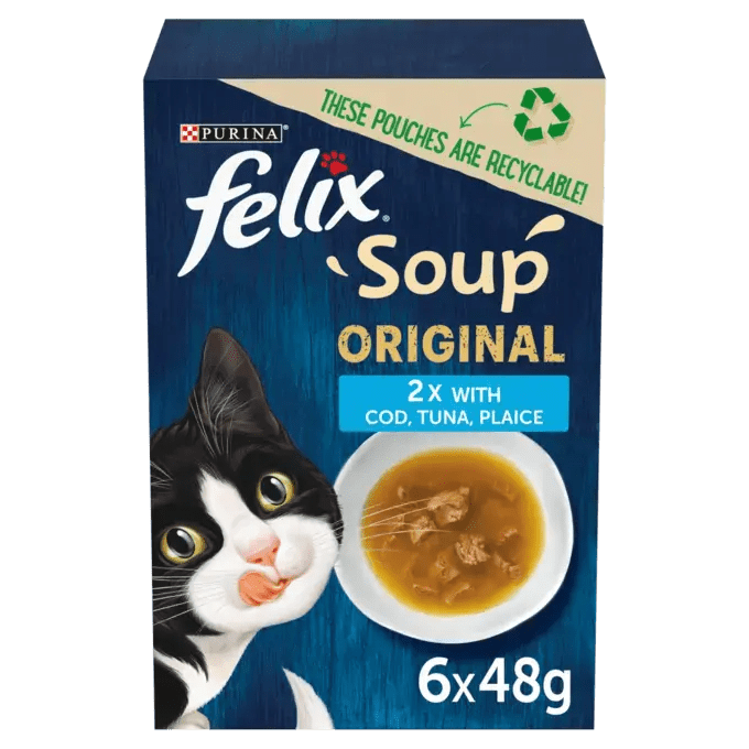 Felix Soup Original Fish Selection Wet Cat Food - 8 Boxes of (6x48g), Felix,