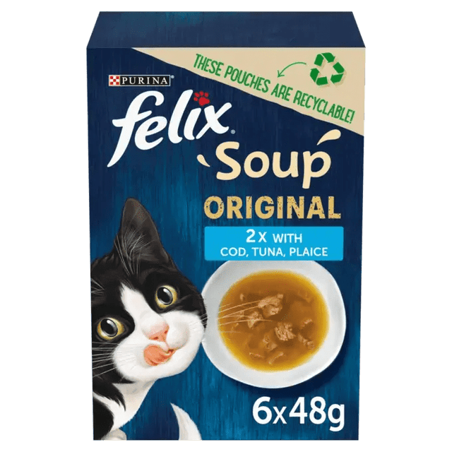 Felix Soup Original Fish Selection Wet Cat Food - 8 Boxes of (6x48g), Felix,