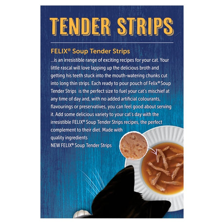 Felix Soup Tender Strips with Cod, Tuna and Plaice Wet Cat Food - 8 Boxes (6x48g), Felix,