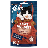 Felix Tasty Nuggets Beef & Lamb Cat Treats - 8 Bags of 50g, Felix,