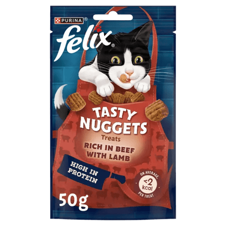 Felix Tasty Nuggets Beef & Lamb Cat Treats - 8 Bags of 50g, Felix,