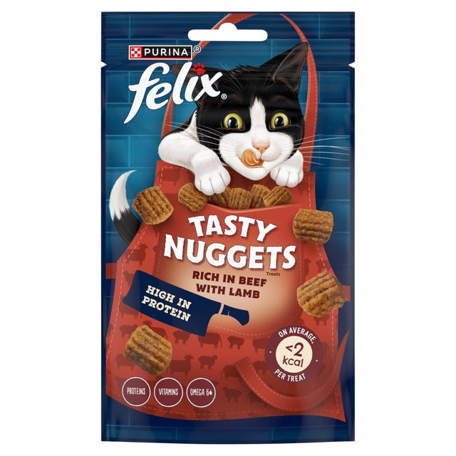 Felix Tasty Nuggets Beef & Lamb Cat Treats - 8 Bags of 50g, Felix,