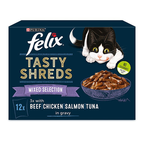 Felix Tasty Shreds Mixed Selection in Gravy Adult Wet Cat Food - 48 x 80g, Felix,