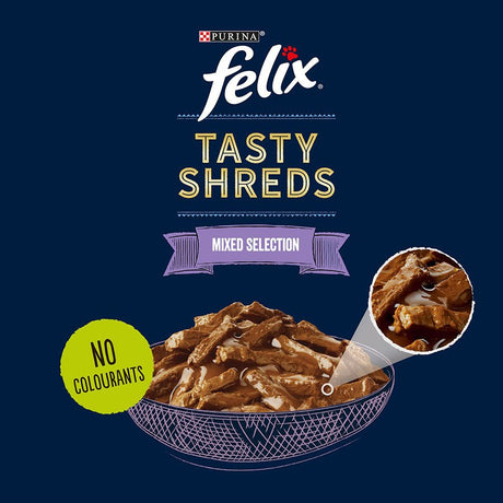 Felix Tasty Shreds Wet Cat Food Mixed Selection In Gravy - 40 x 80g, Felix,