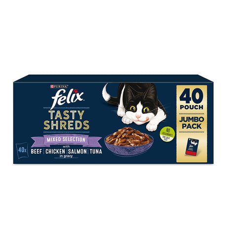 Felix Tasty Shreds Wet Cat Food Mixed Selection In Gravy - 40 x 80g, Felix,