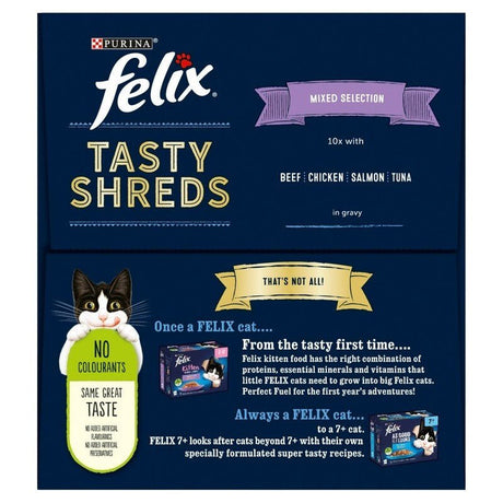 Felix Tasty Shreds Wet Cat Food Mixed Selection In Gravy - 40 x 80g, Felix,