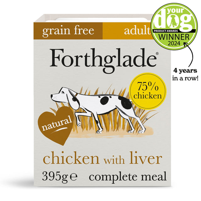 Forthglade Adult Complete Grain Free Chicken with Liver & Veg Wet Dog Food Trays 18x395g, Forthglade,