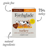 Forthglade Adult Complete Grain Free Turkey & Sweet Potato Wet Dog Food 18x395g, Forthglade,