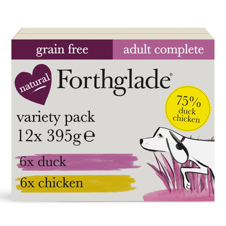 Forthglade Adult Dog Complete Chicken & Duck Wet Dog Food Variety Pack 12x395g, Forthglade,