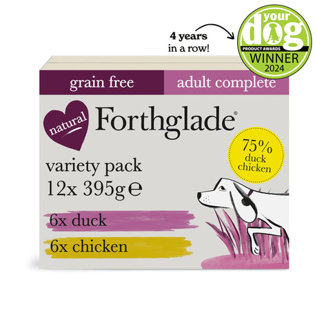 Forthglade Adult Dog Complete Chicken & Duck Wet Dog Food Variety Pack 12x395g, Forthglade,