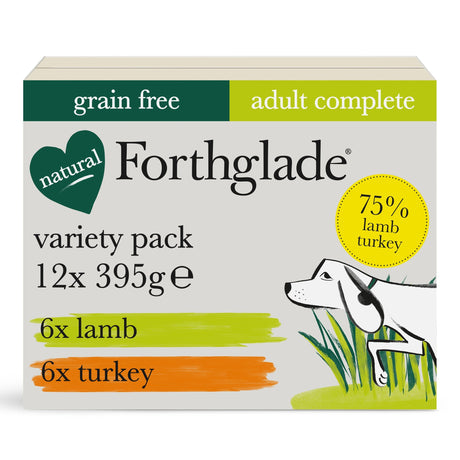 Forthglade Adult Dog Complete Lamb & Turkey Wet Dog Food Variety Pack 12x395g, Forthglade,