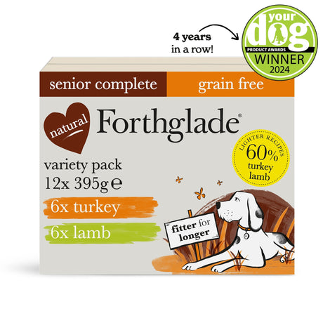 Forthglade Senior Complete Grain Free Turkey & Lamb Duo Variety Pack 12x395g, Forthglade,