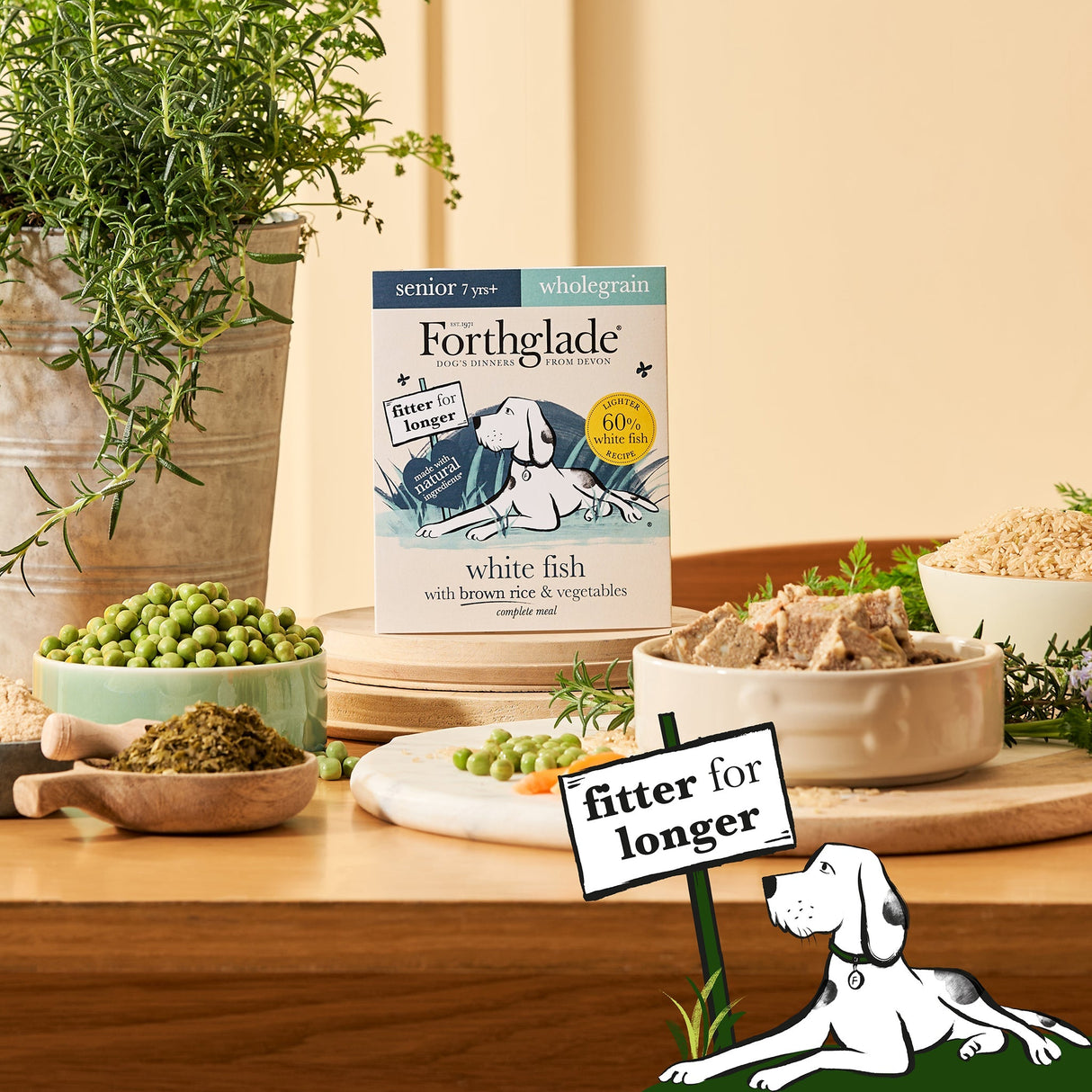 Forthglade Senior Complete Wholegrain White Fish with Brown Rice & Veg 18x395g, Forthglade,