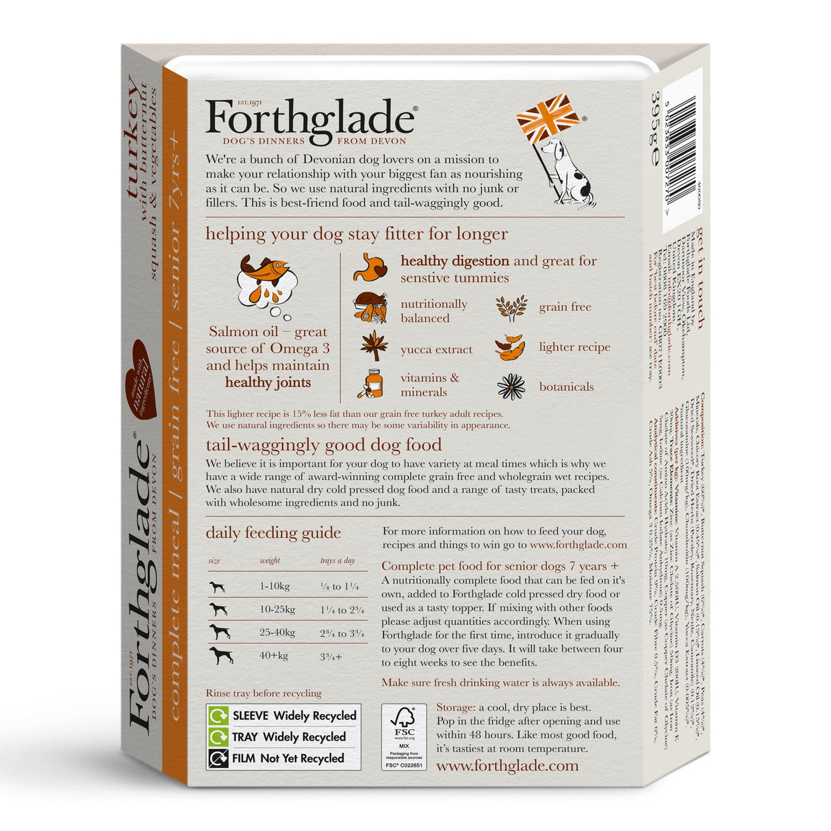 Forthglade Senior Dog Complete Grain Free Turkey with Butternut Squash & Veg 18x395g, Forthglade,