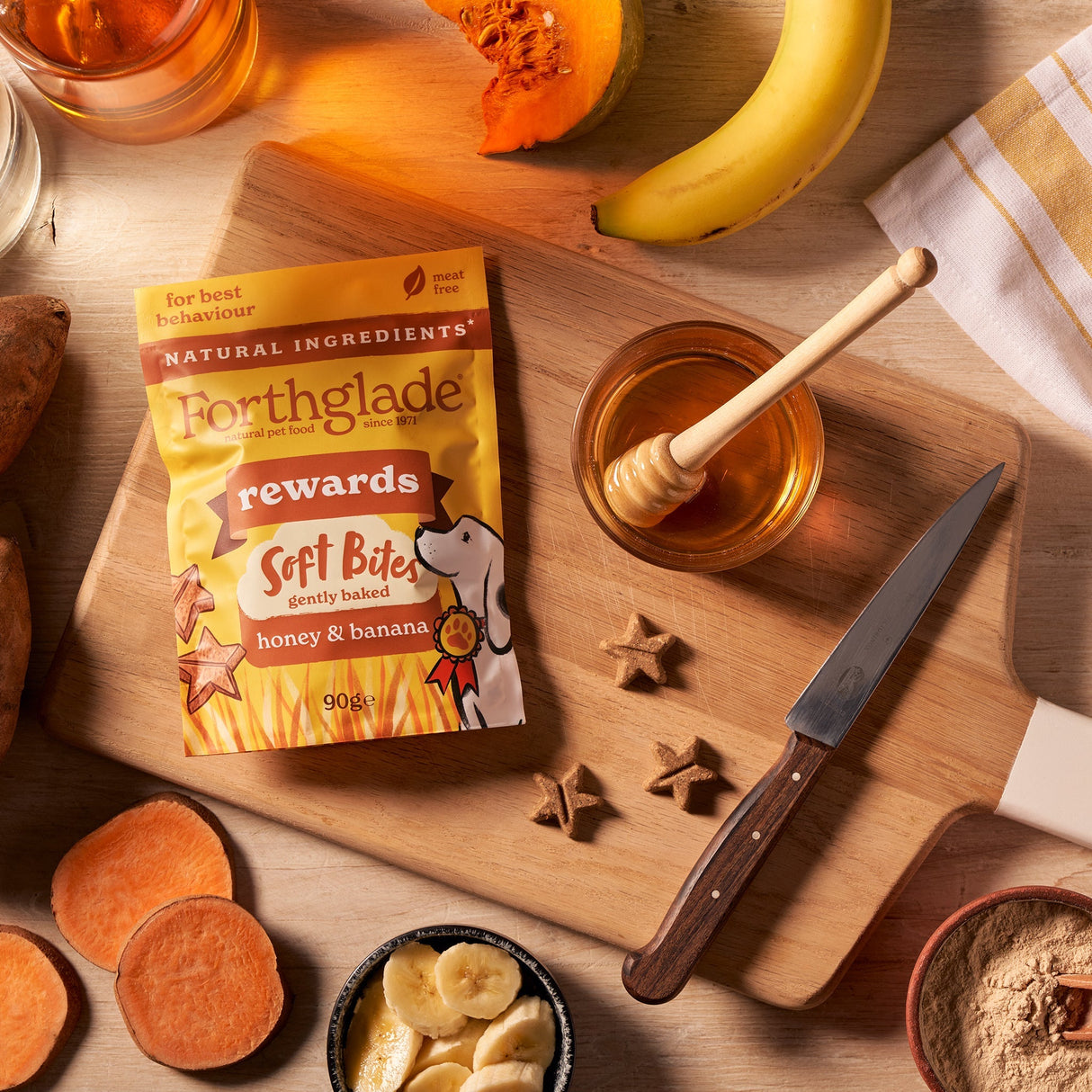 Forthglade Soft Bites Rewards Honey & Banana dog Training Treats - 8 x 90g, Forthglade,