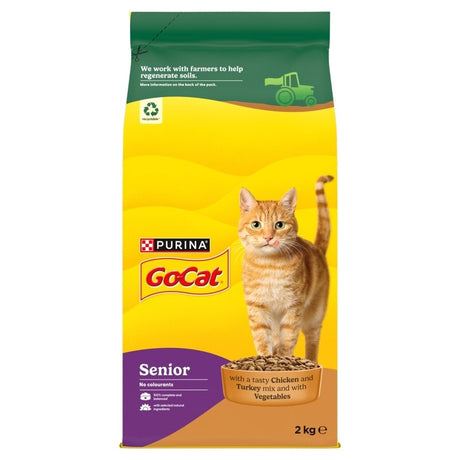 Go - Cat Senior 7+ Chicken, Turkey & Veg Dry Food - 2 kg, Go - Cat,