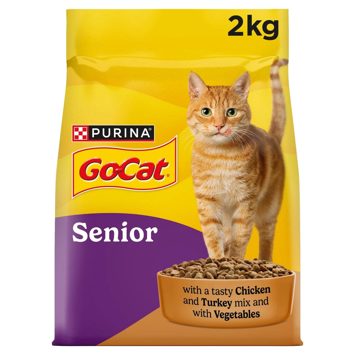 Go - Cat Senior 7+ Chicken, Turkey & Veg Dry Food - 2 kg, Go - Cat,