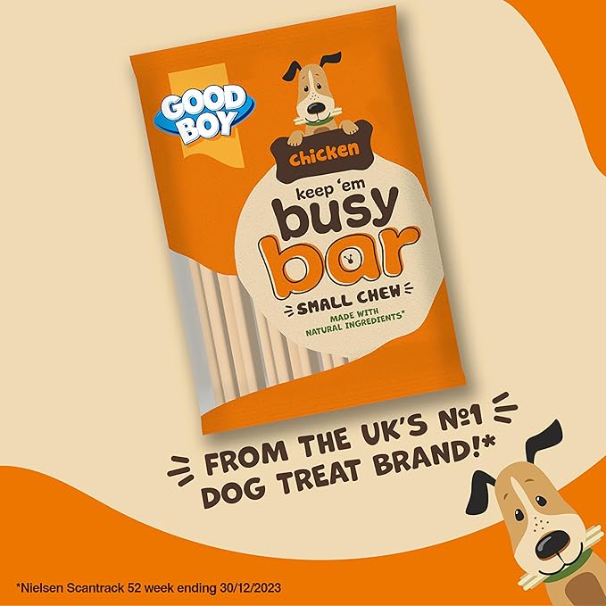 Good Boy Keep 'em Busy Bar Chicken Chew Dog Treat, Good Boy, Small (4 Chews) x 8