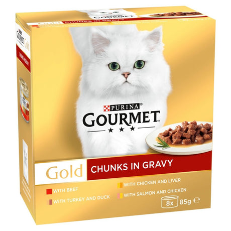 Gourmet Gold Chunks in Gravy Collection Wet Cat Food - 6 Boxes of (8x85g), Gourmet,