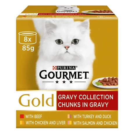 Gourmet Gold Chunks in Gravy Collection Wet Cat Food - 6 Boxes of (8x85g), Gourmet,