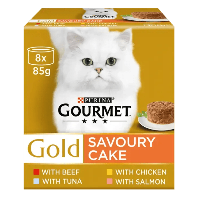 Gourmet Gold Savoury Cake Meat and Fish Variety Wet Cat Food - 6 Boxes (8x85g), Gourmet,