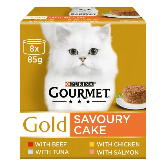 Gourmet Gold Savoury Cake Meat and Fish Variety Wet Cat Food - 6 Boxes (8x85g), Gourmet,