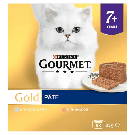 Gourmet Gold Senior 7+ Pate Fish Selection Wet Cat Food - 6 Boxes (8x85g), Gourmet,