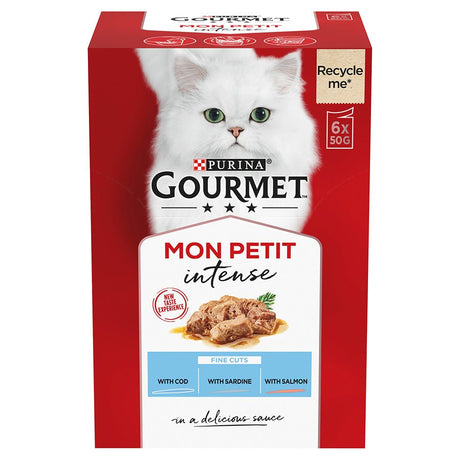 Gourmet Mon Petit Wet Adult Cat Food Cod, Sardine & Salmon - 8x (6x50g), Gourmet,