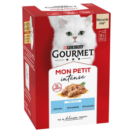 Gourmet Mon Petit Wet Adult Cat Food Cod, Sardine & Salmon - 8x (6x50g), Gourmet,