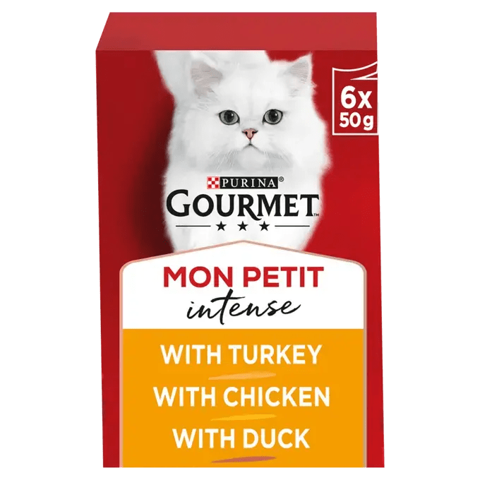 Gourmet Mon Petit Wet Adult Cat Food Duck, Chicken & Turkey - 8x (6x50g), Gourmet,