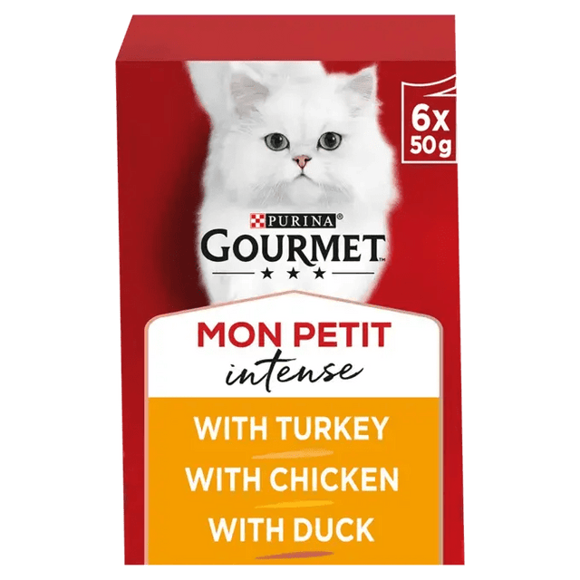 Gourmet Mon Petit Wet Adult Cat Food Duck, Chicken & Turkey - 8x (6x50g), Gourmet,