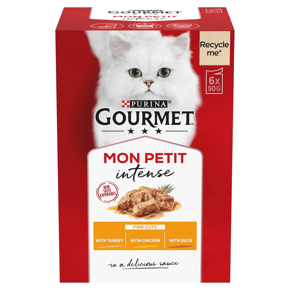 Gourmet Mon Petit Wet Adult Cat Food Duck, Chicken & Turkey - 8x (6x50g), Gourmet,